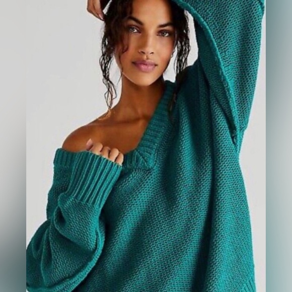Free People Sweaters - Free People Alli Knit V-Neck Sweater, Mountain View, sz M